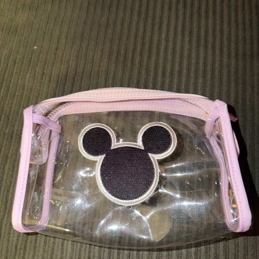 Stoney Clover Lane Clear Bag with Pink Trim and Black Mickey Mouse